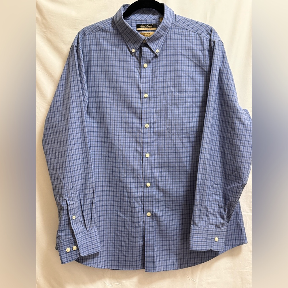 Roundtree and Yorke Gold Label Blue Plaid Shirt